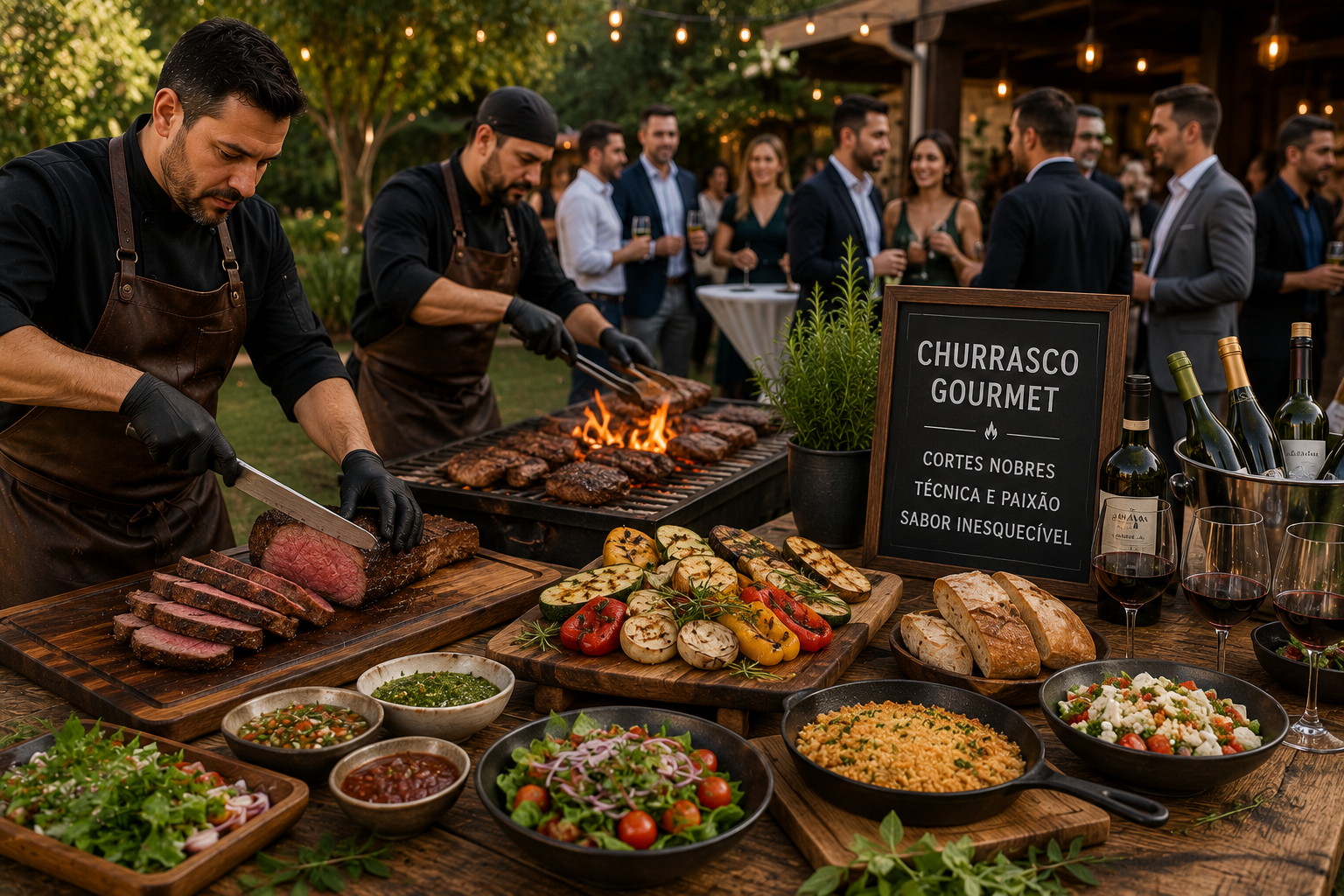pessoas em churrasco corporativo